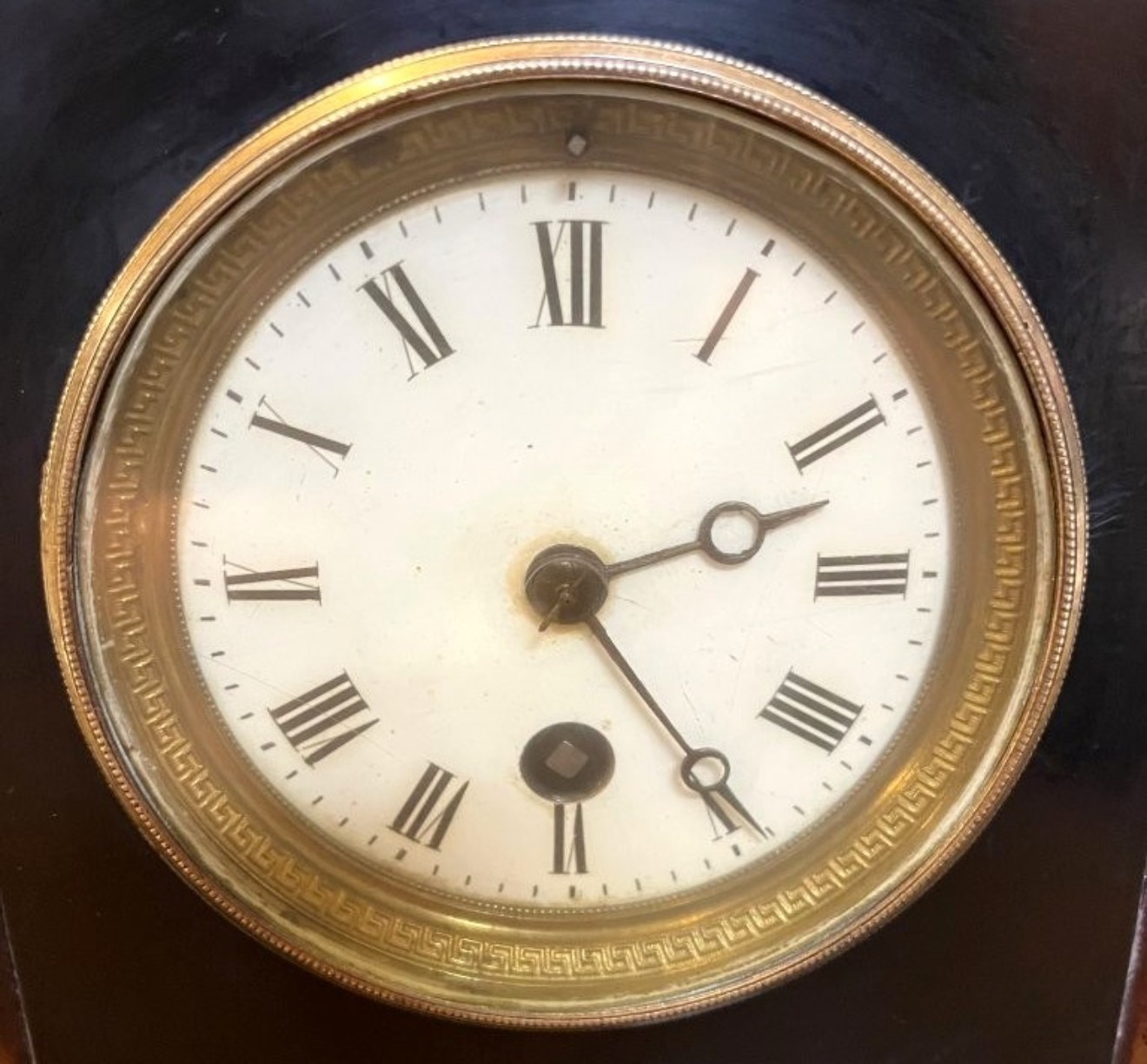 Edwardian Ebonised Wood and Faux Bamboo Mantle Clock