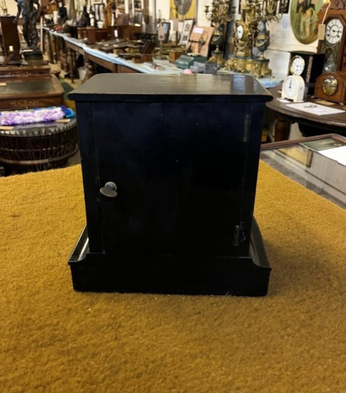 Edwardian Ebonised Wood and Faux Bamboo Mantle Clock