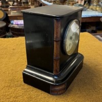 Edwardian Ebonised Wood and Faux Bamboo Mantle Clock