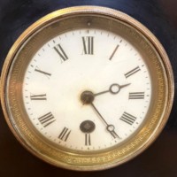 Edwardian Ebonised Wood and Faux Bamboo Mantle Clock