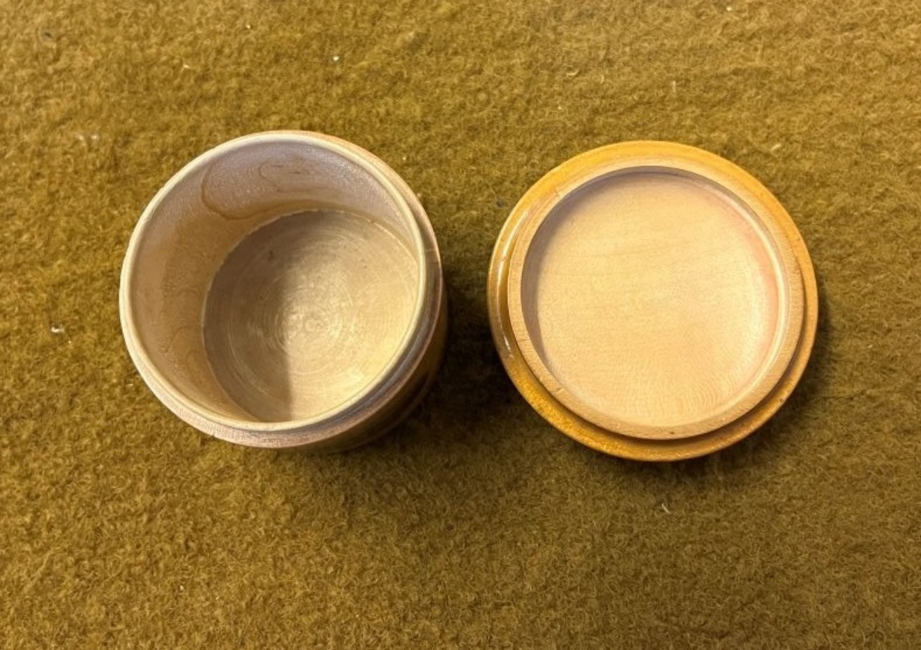 Antique Mauchline Ware Cylindrical Lidded Pot, Burns Monument, Burns Cottage and Alloway Kirk