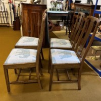 Vintage Set of 4 Mahogany Dining Chairs with Elephant Pattern Seats