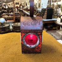 Vintage Red Roadworkers Danger Paraffin Lamp