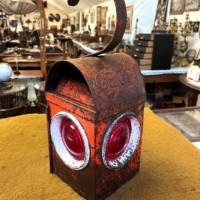 Vintage Red Roadworkers Danger Paraffin Lamp