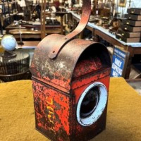 Vintage Red Roadworkers Danger Paraffin Lamp