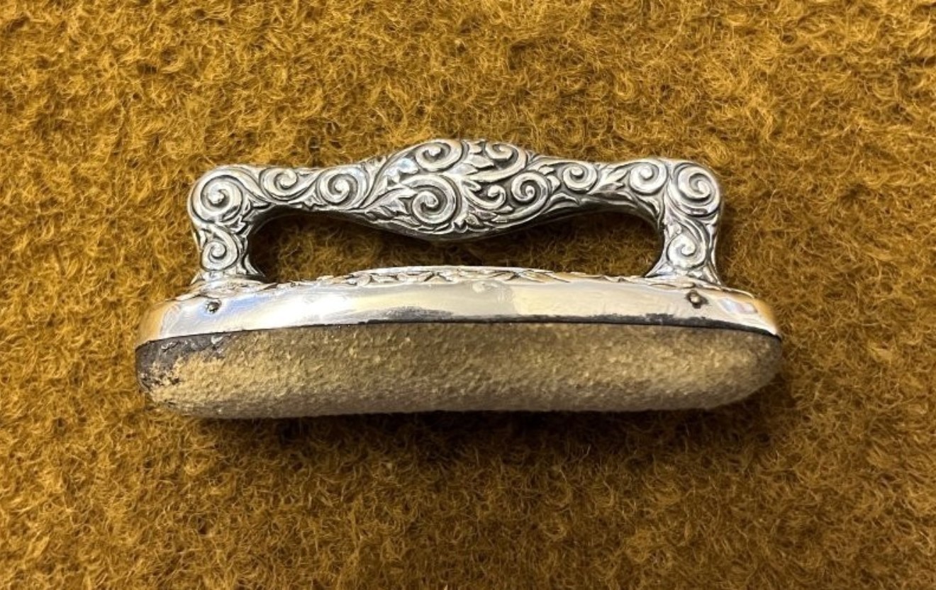 Edwardian Sterling Silver Nail Buffer / Pin Cushion by Adie & Lovekin Ltd Birmingham