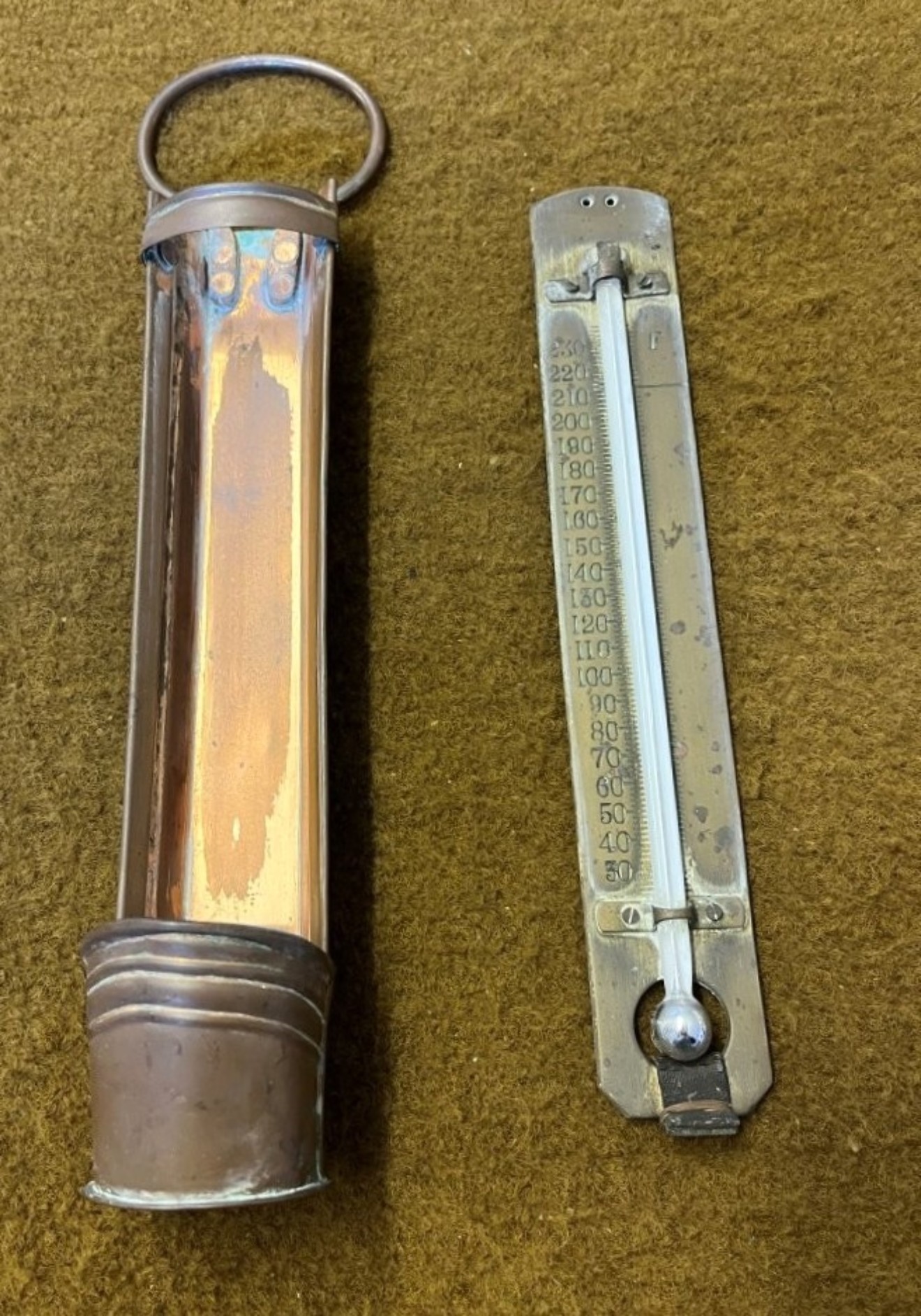 Vintage 10" Copper Cased Catering Thermometer