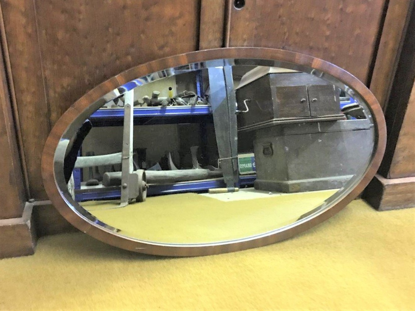 Vintage Oval Wooden Frame Bevelled Edge Mirror