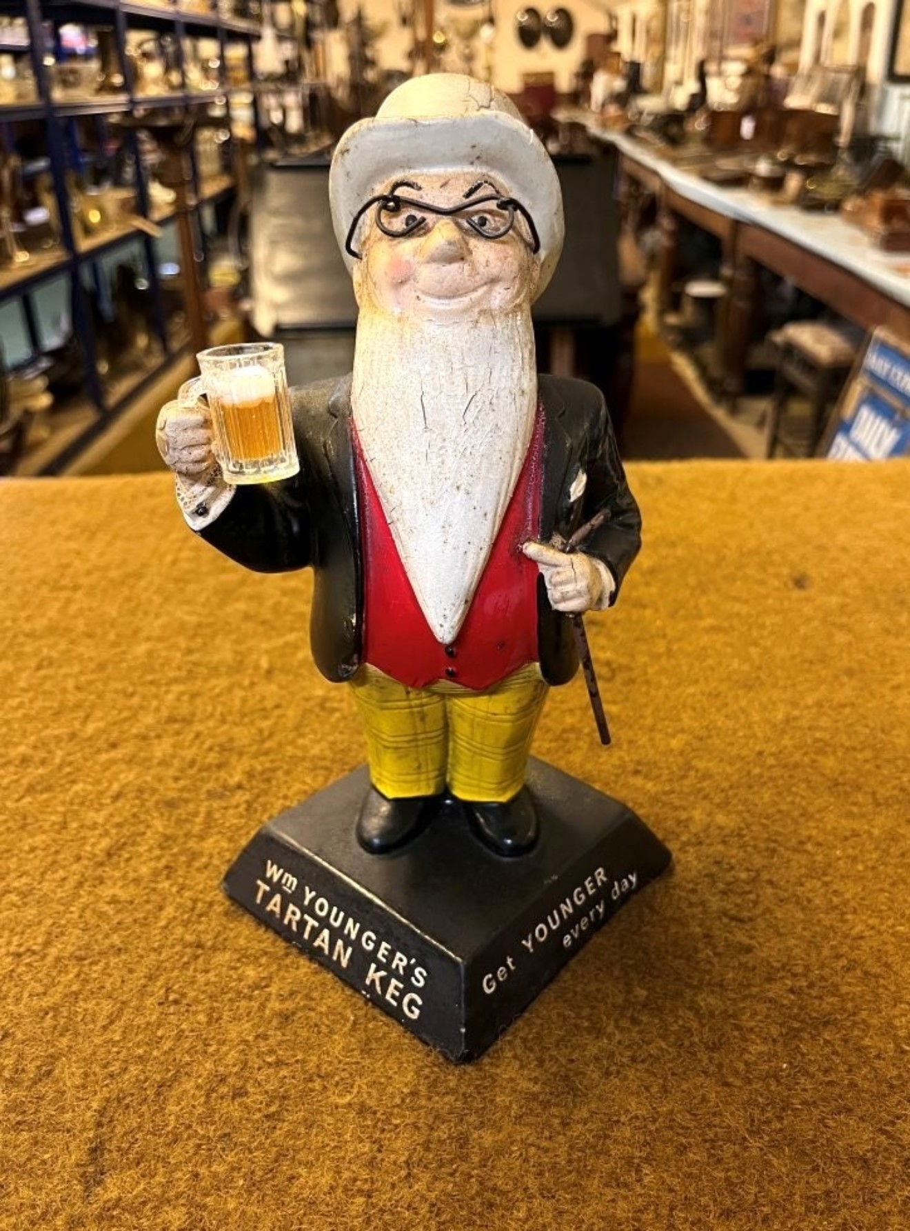 Vintage Wm Younger's Tartan Keg Bar Top Advertising Figure