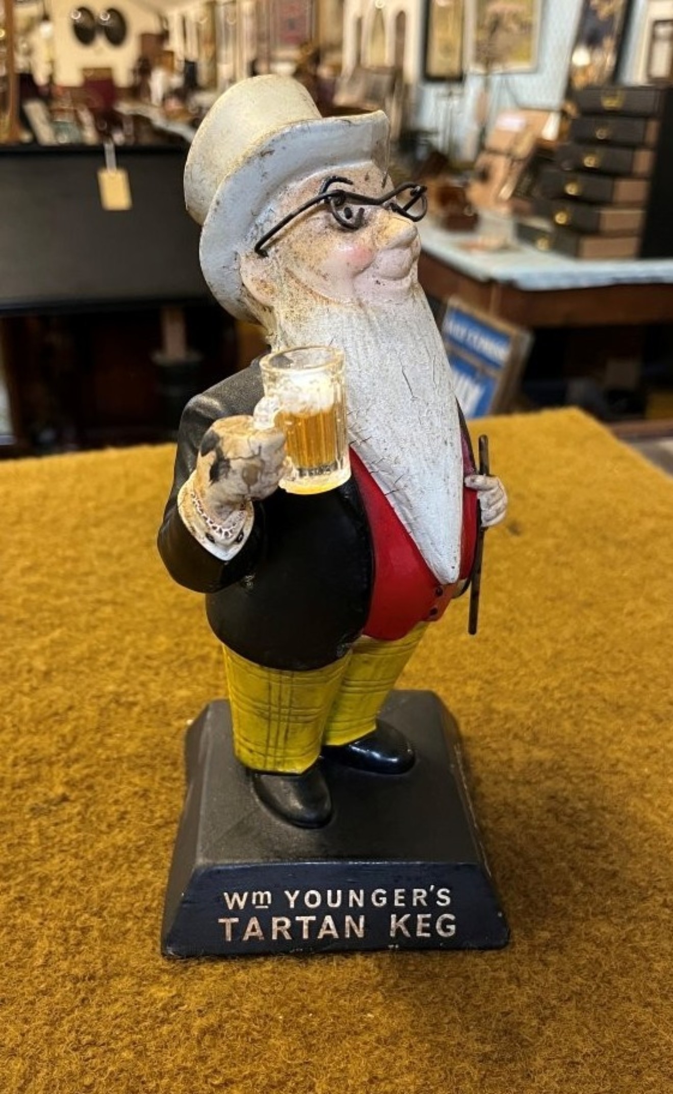 Vintage Wm Younger's Tartan Keg Bar Top Advertising Figure