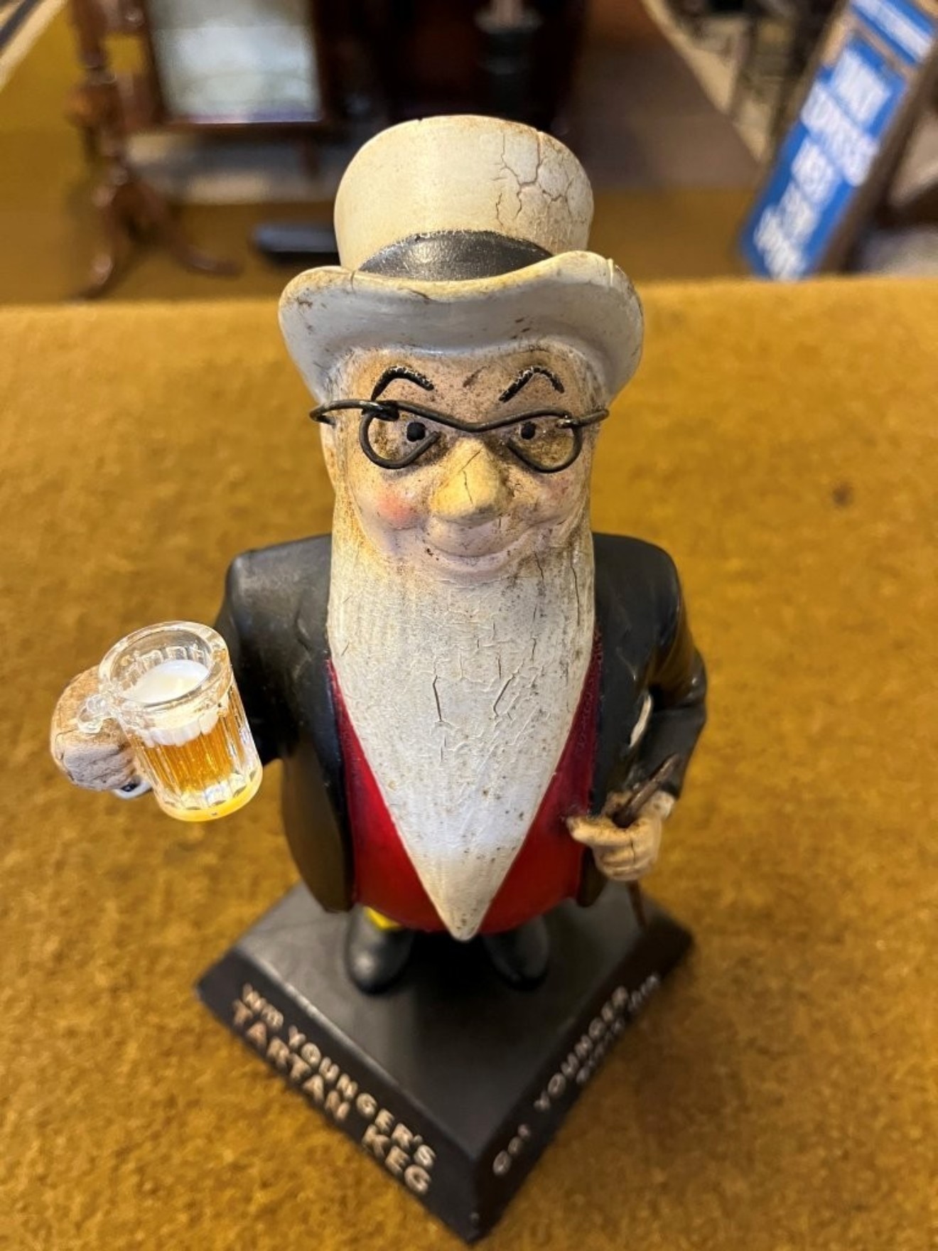 Vintage Wm Younger's Tartan Keg Bar Top Advertising Figure