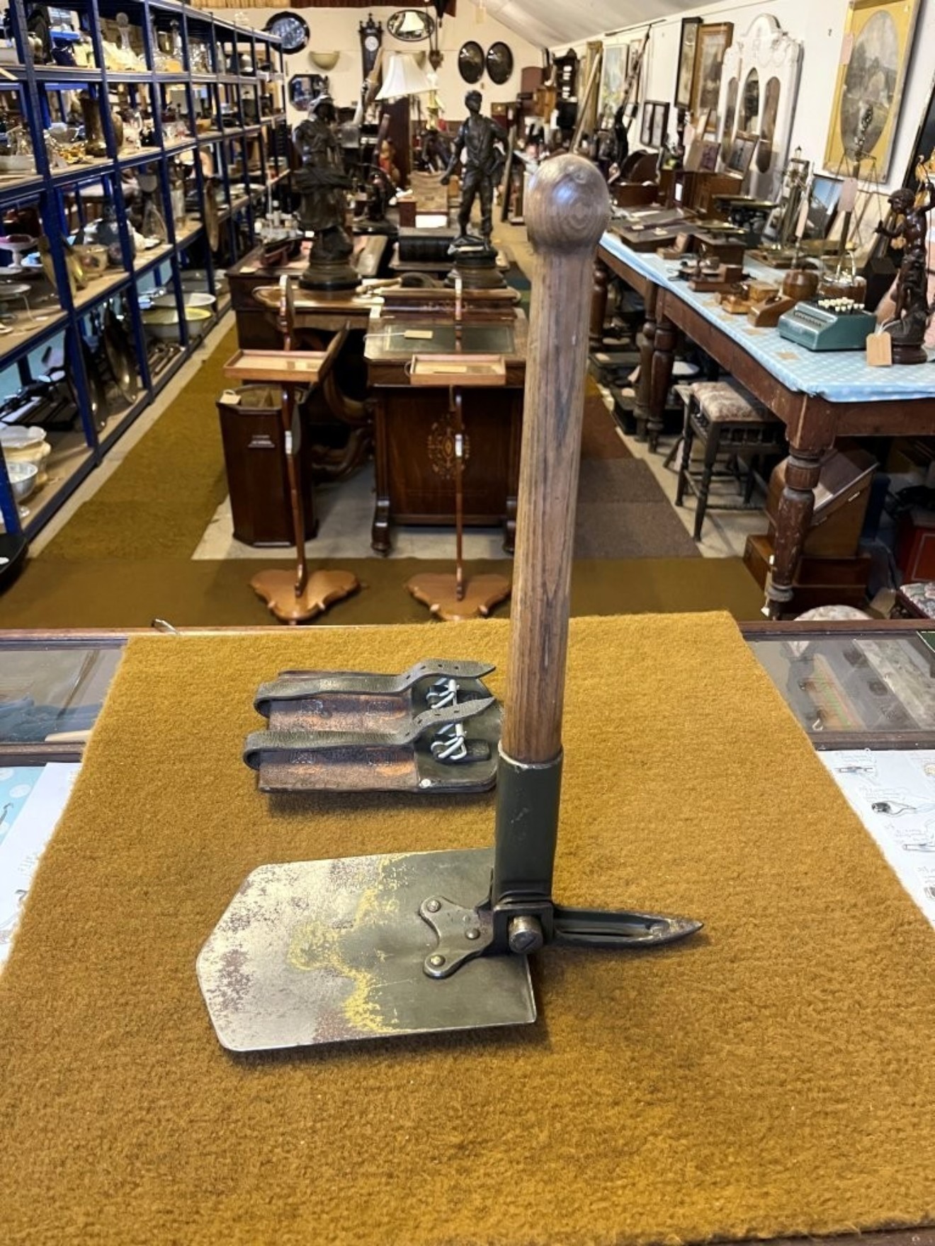 Vintage Military Entrenching Tool in Leather Case