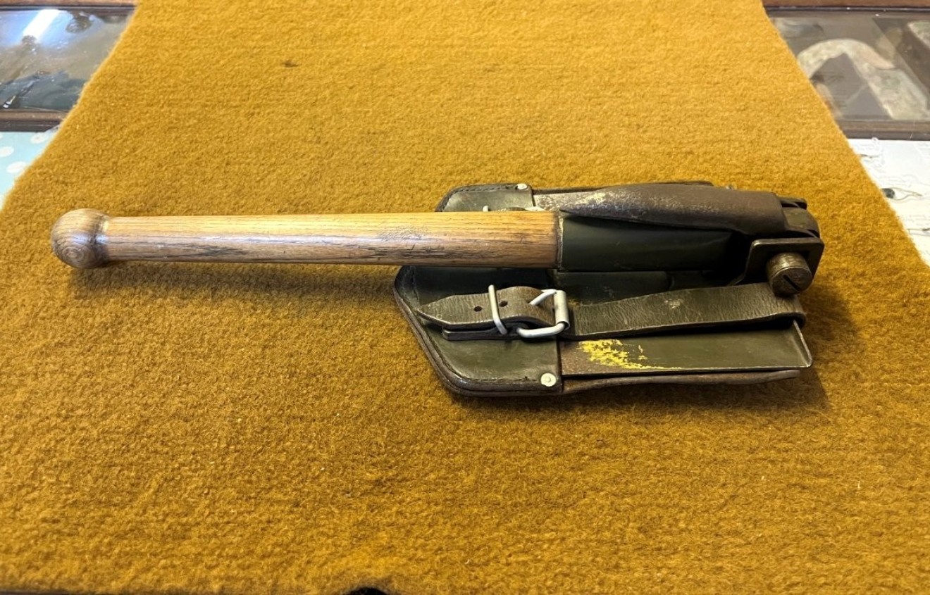 Vintage Military Entrenching Tool in Leather Case