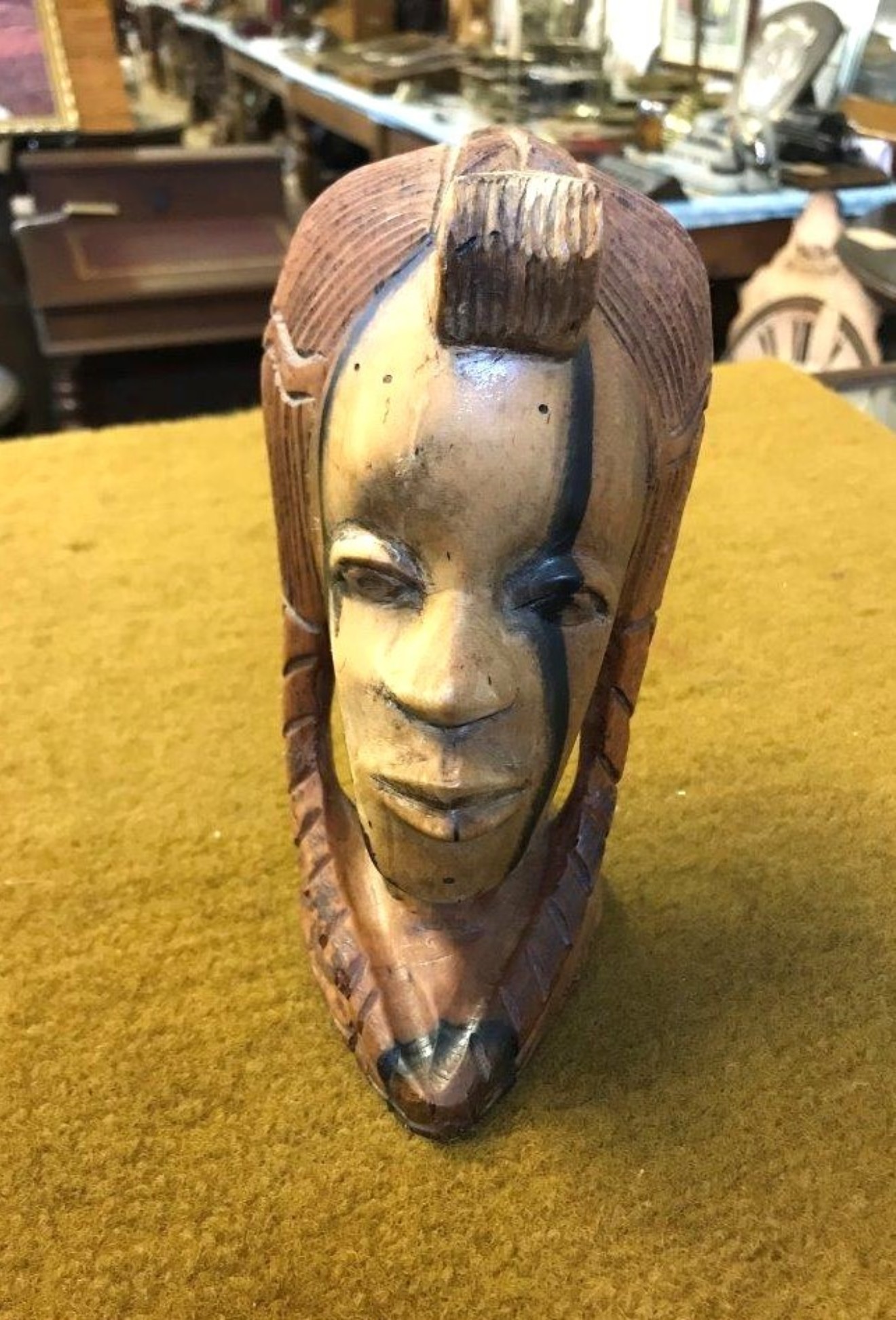 Vintage West African Hand Carved Hardwood Bust