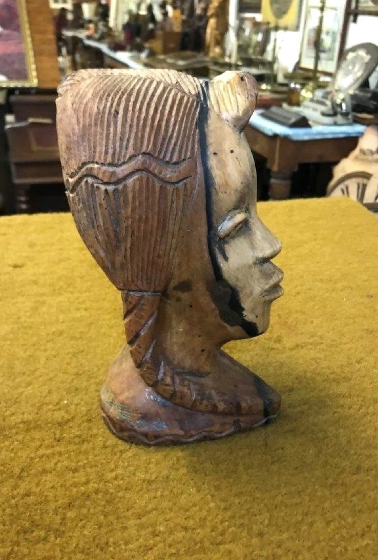 Vintage West African Hand Carved Hardwood Bust