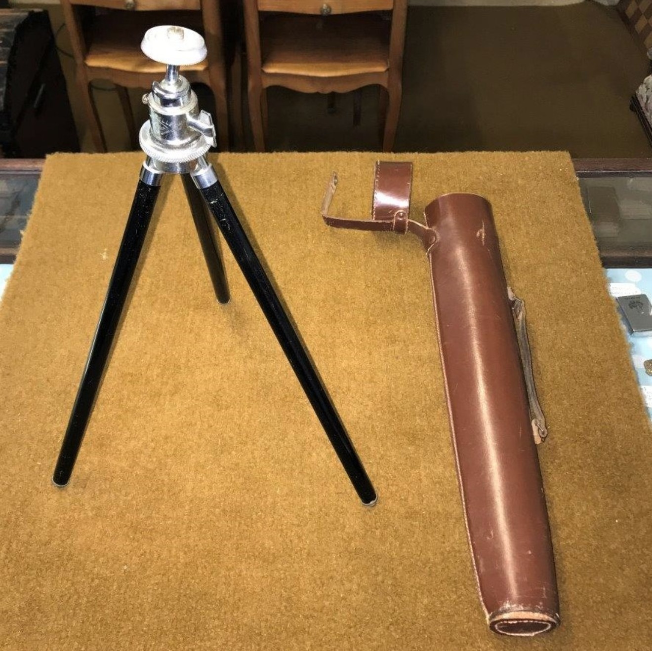 Camera Tripod Leather Cased