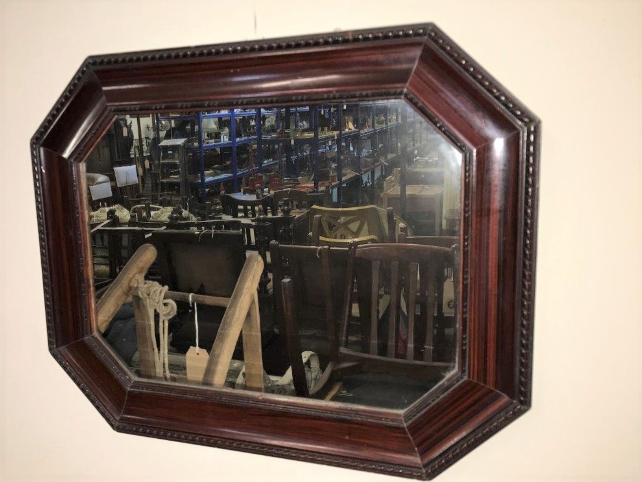 Mahogany Effect Octagonal Mirror