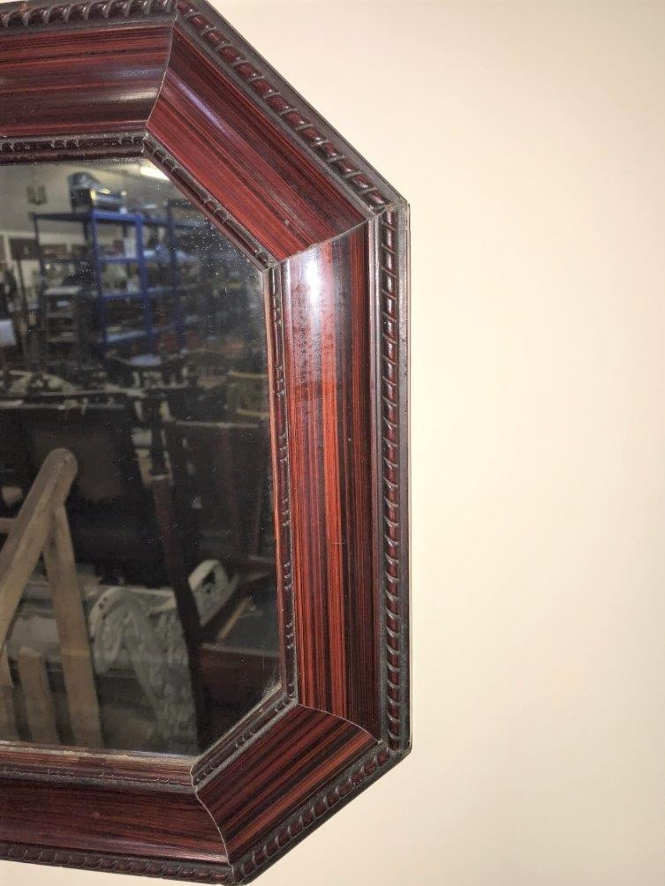 Mahogany Effect Octagonal Mirror