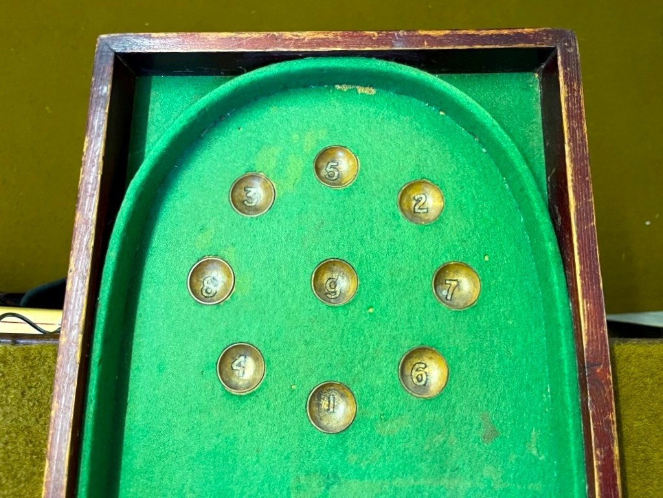 Antique Table Top Thumb Operated Bagatelle Game