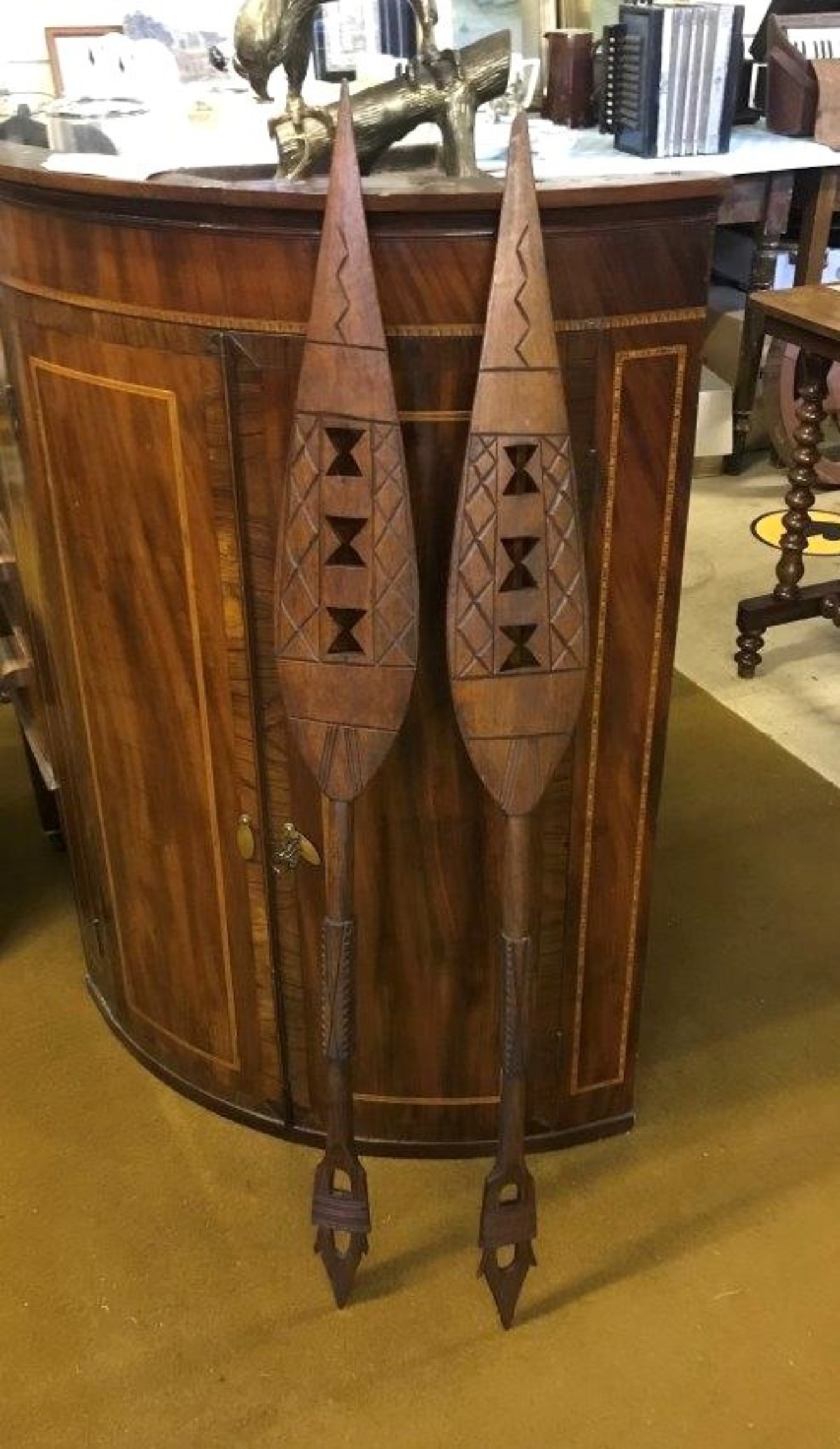 Pair of West African Ceremonial Hardwood Paddles