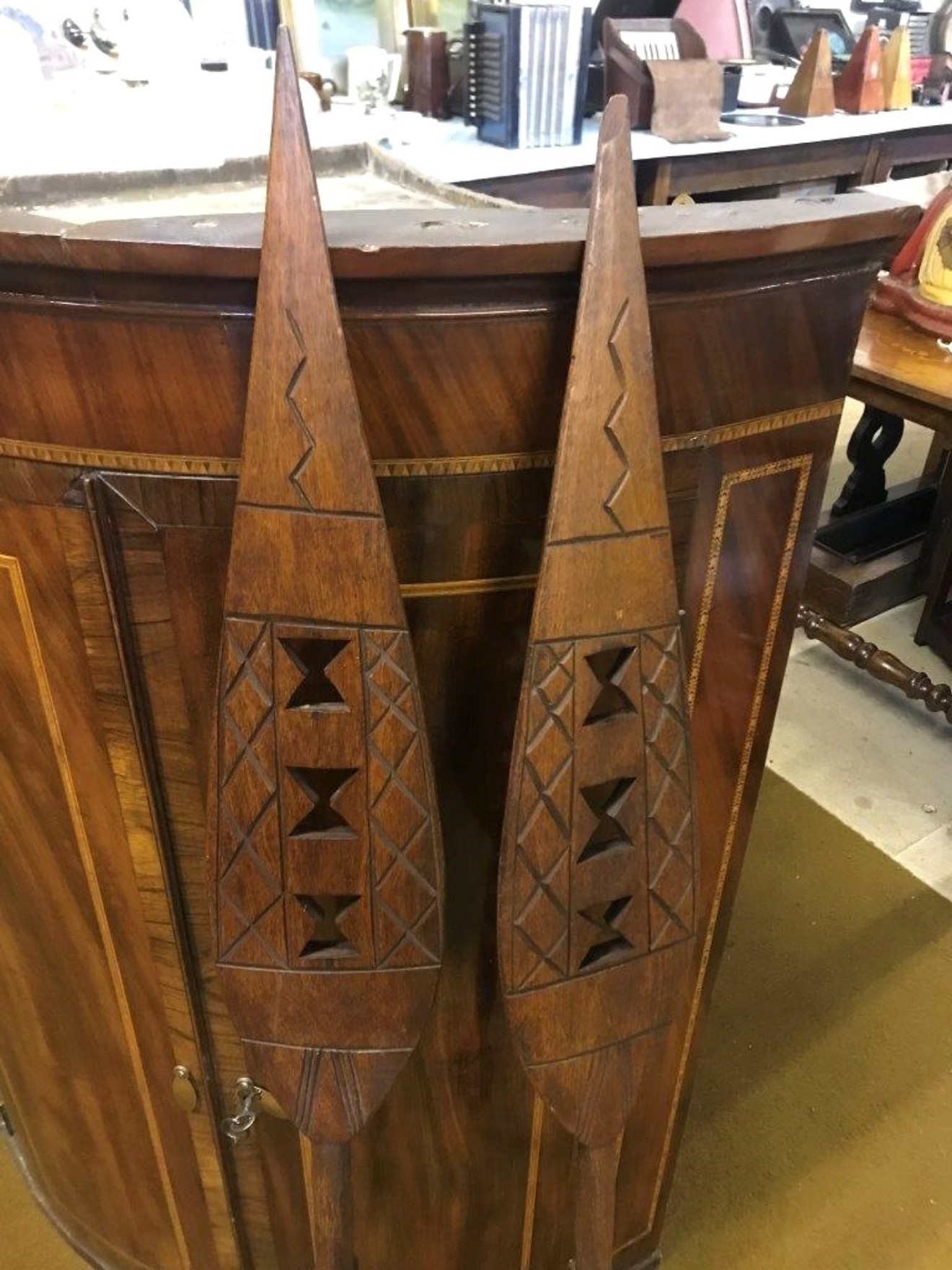 Pair of West African Ceremonial Hardwood Paddles