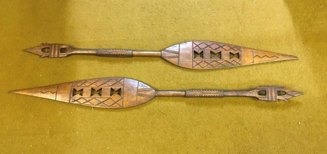 Pair of West African Ceremonial Hardwood Paddles