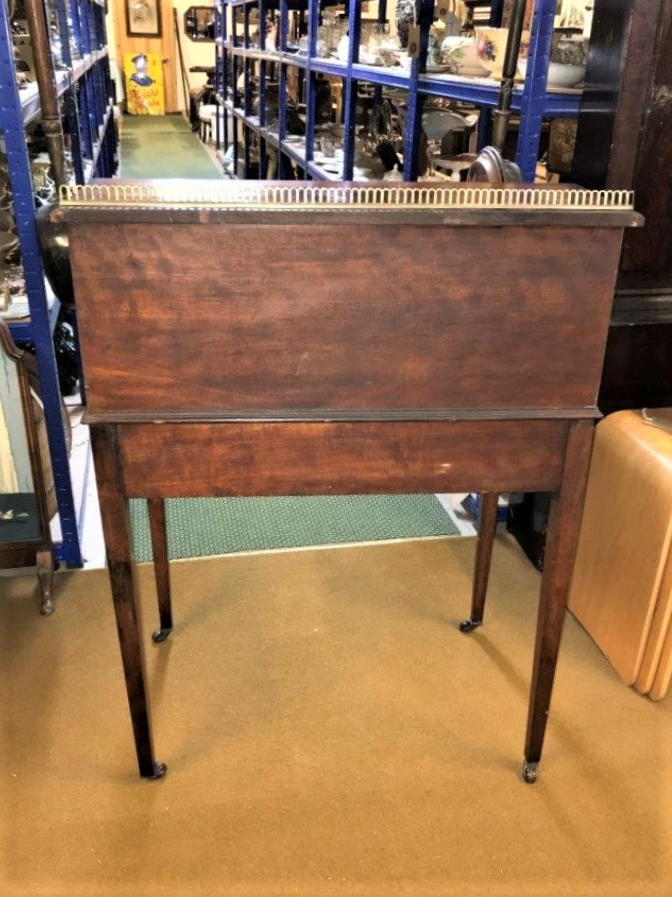 Edwardian Mahogany Inlaid Cylinder Top Desk