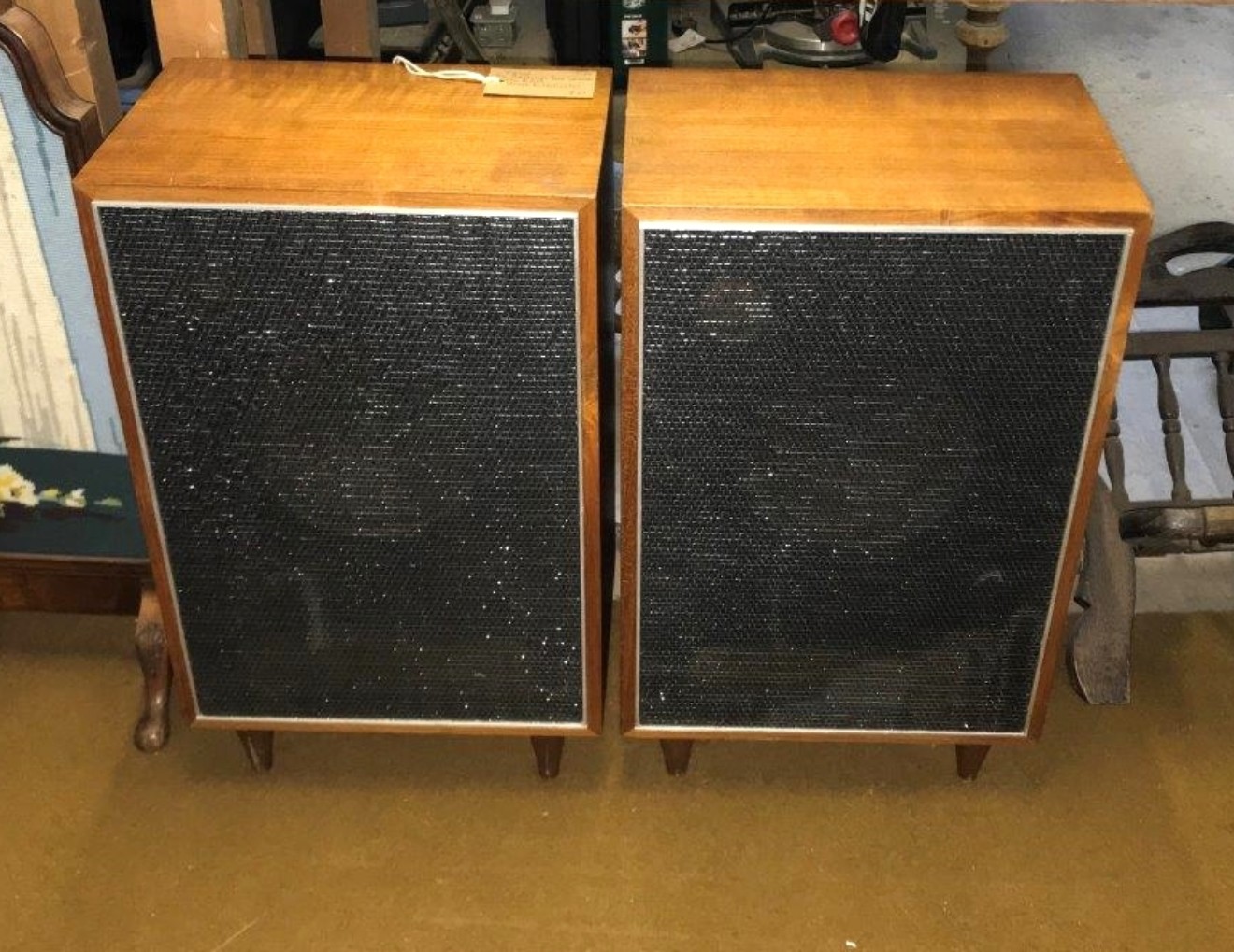 Vintage Pair of Mid Century Teak Floor Standing Speakers