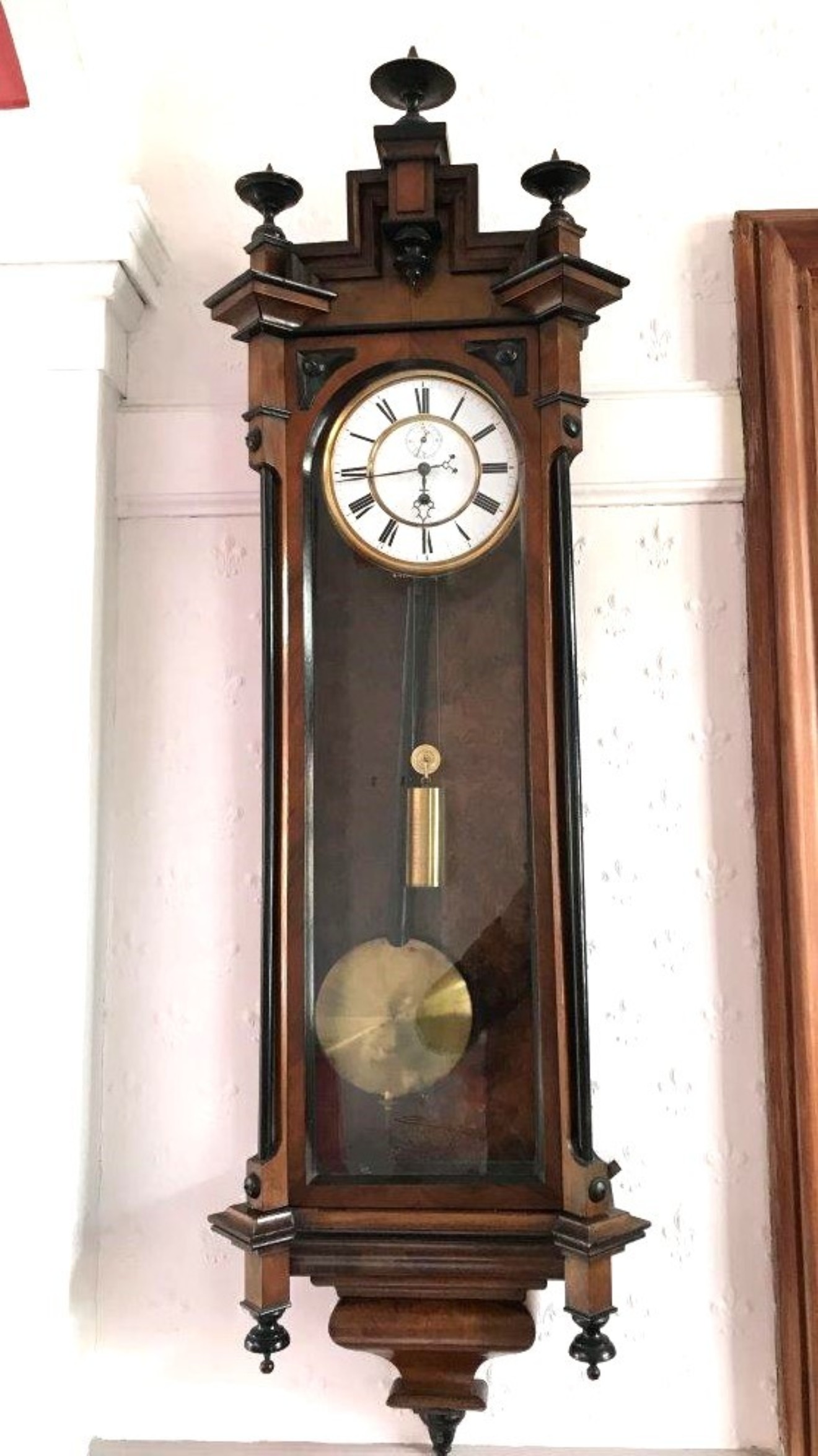 Walnut Cased Vienna Regulator Clock