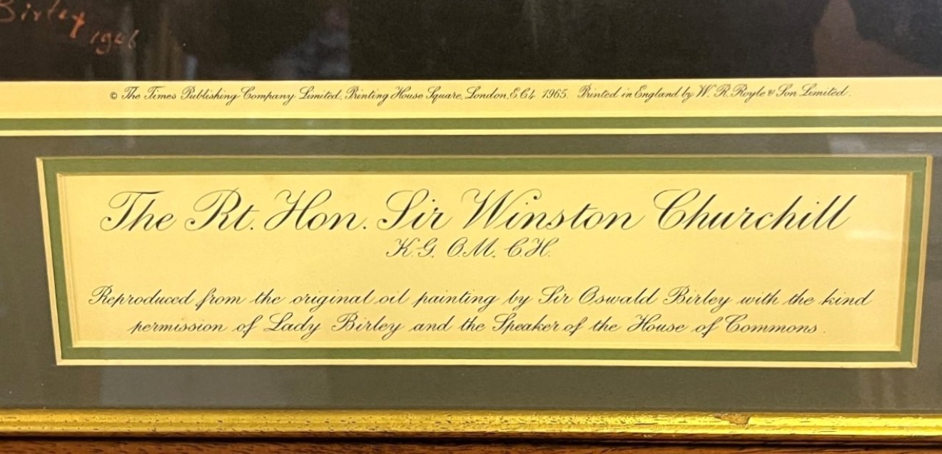 Vintage Print of The Rt Hon Sir Winston Churchill (K.G., O.M., C.H.) from the Original Oil Painting by Sir Oswald Birley in 1946