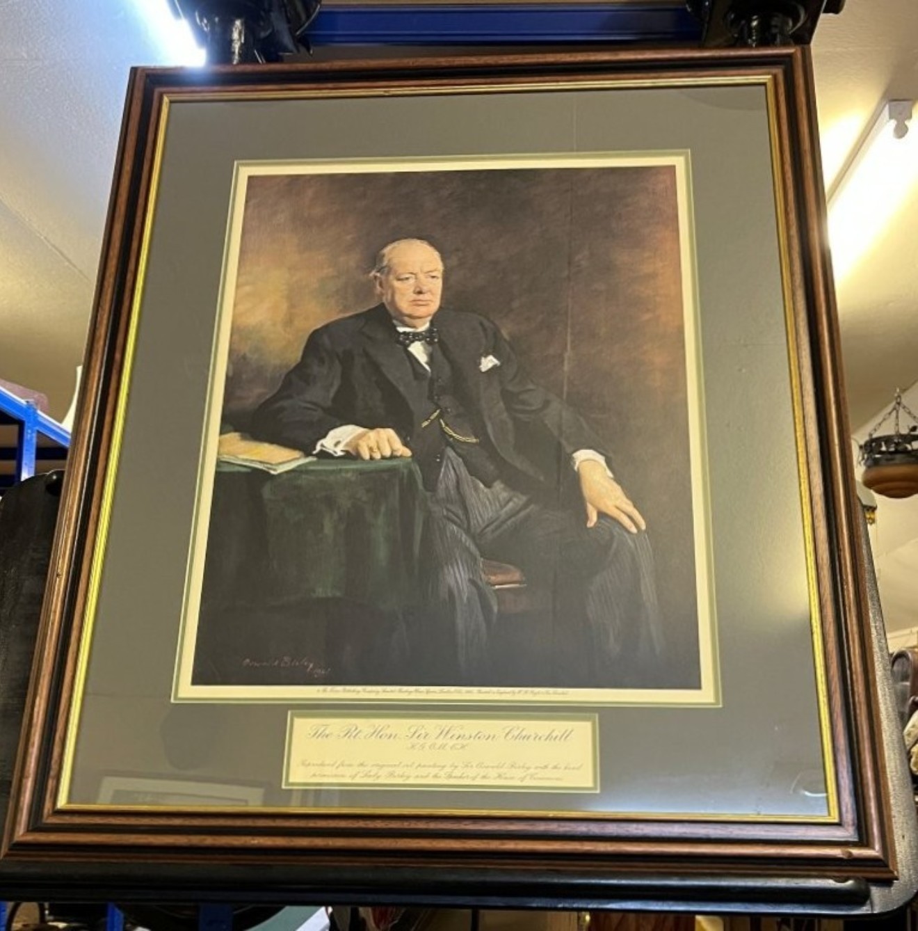 Vintage Print of The Rt Hon Sir Winston Churchill (K.G., O.M., C.H.) from the Original Oil Painting by Sir Oswald Birley in 1946