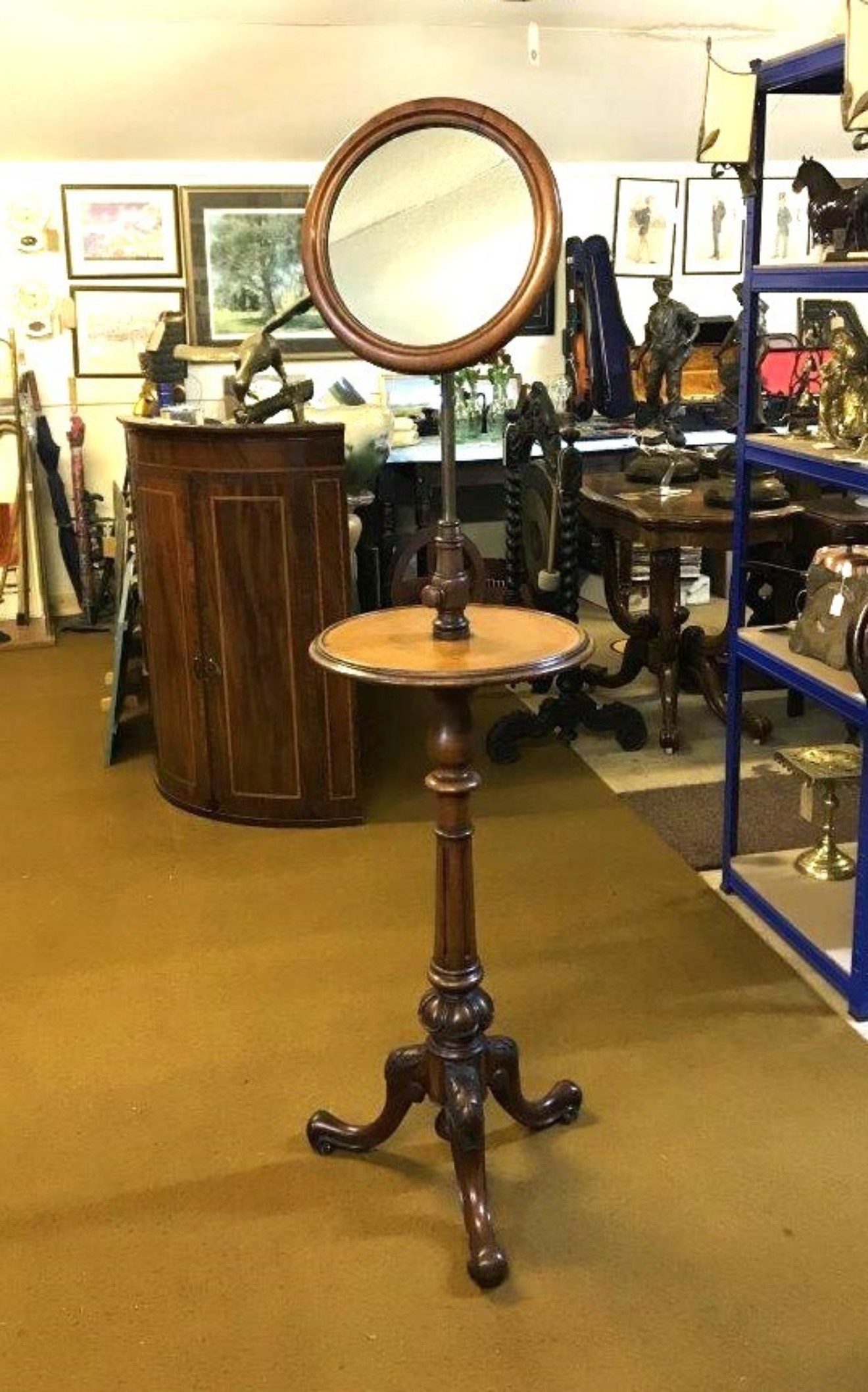 Antique Gentleman's Shaving Stand with Adjustable Mirror