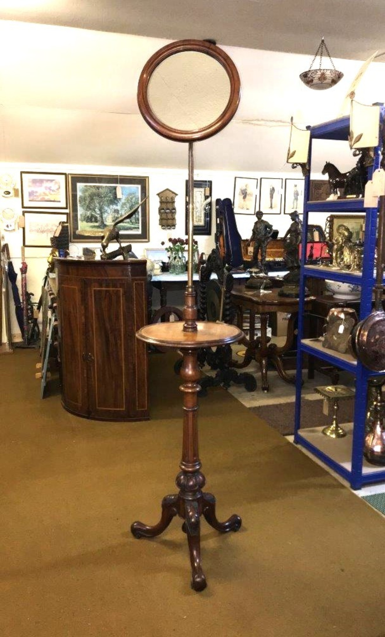 Antique Gentleman's Shaving Stand with Adjustable Mirror