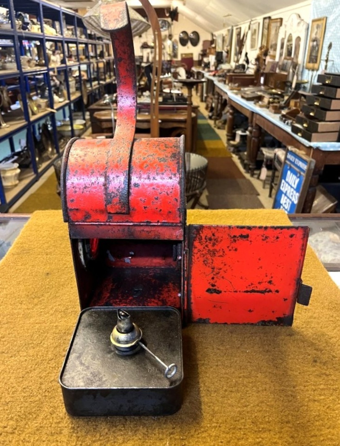 Vintage Red Roadworkers Danger Paraffin Lamp