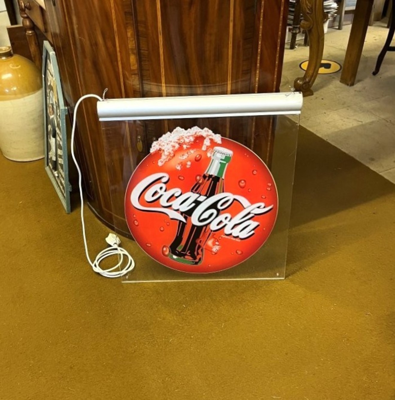 Vintage Illuminated Hanging Coca Cola Sign