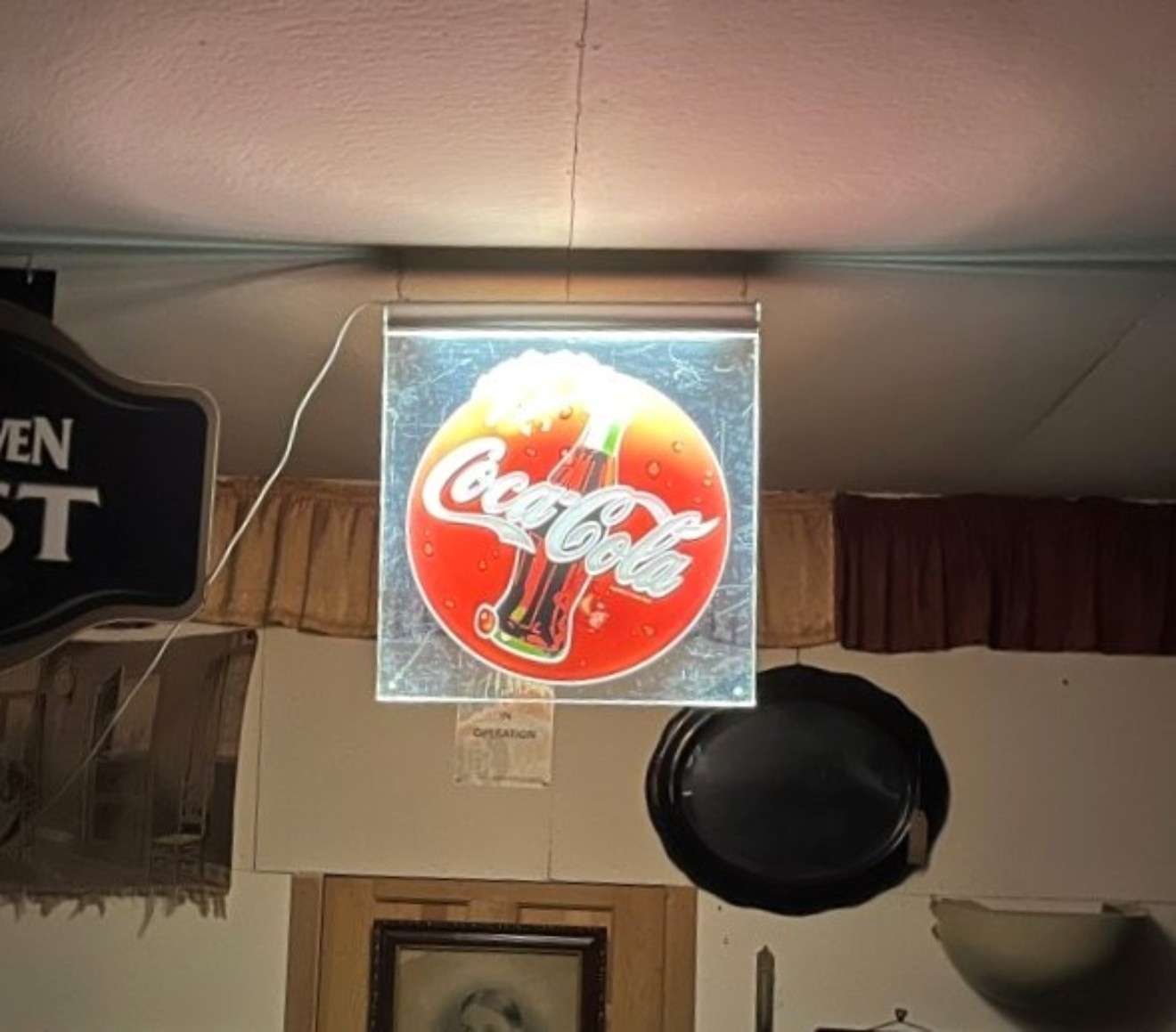 Vintage Illuminated Hanging Coca Cola Sign