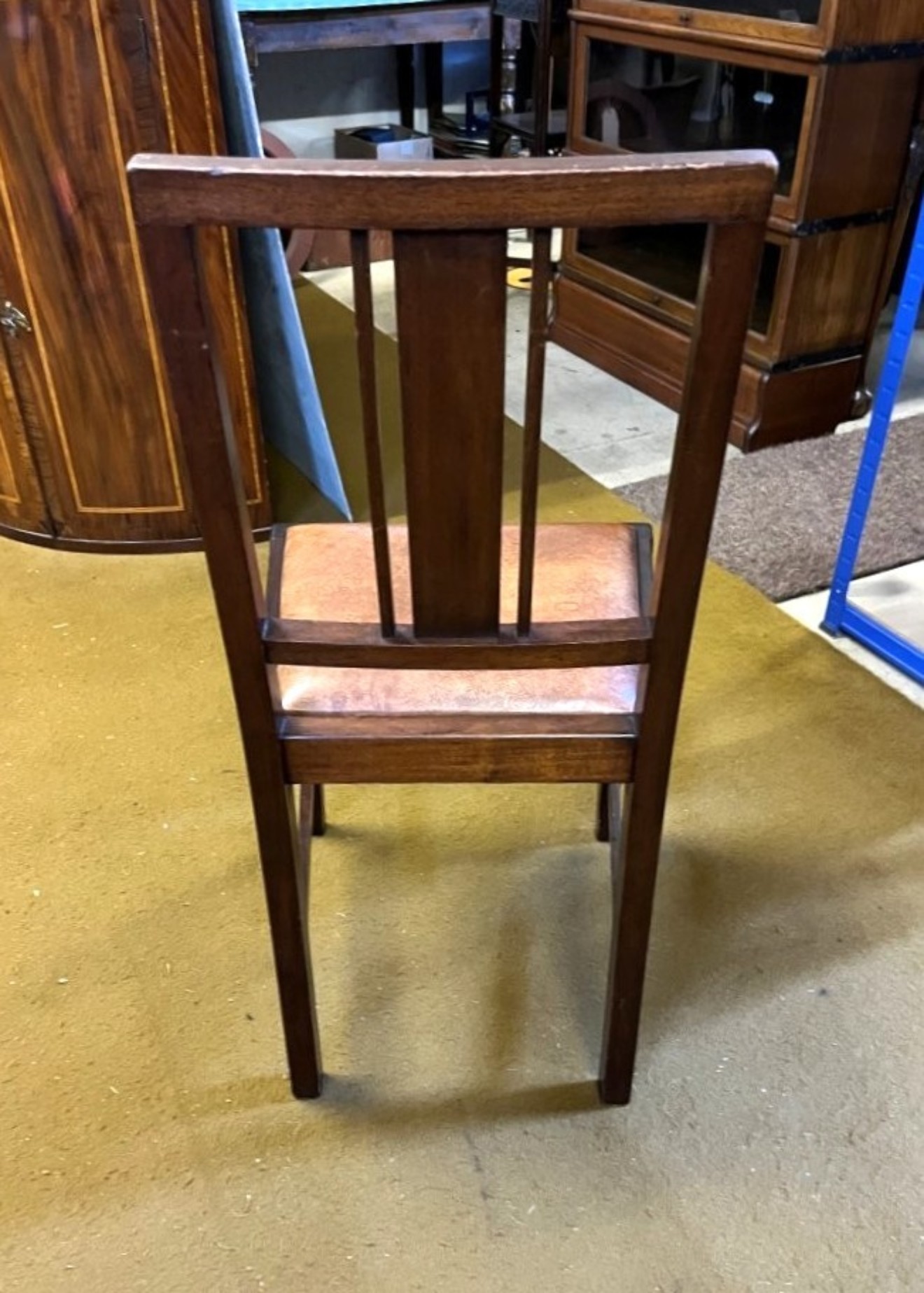 Vintage Set of 6 Dining Chairs Mahogany Frames with Leather Seats