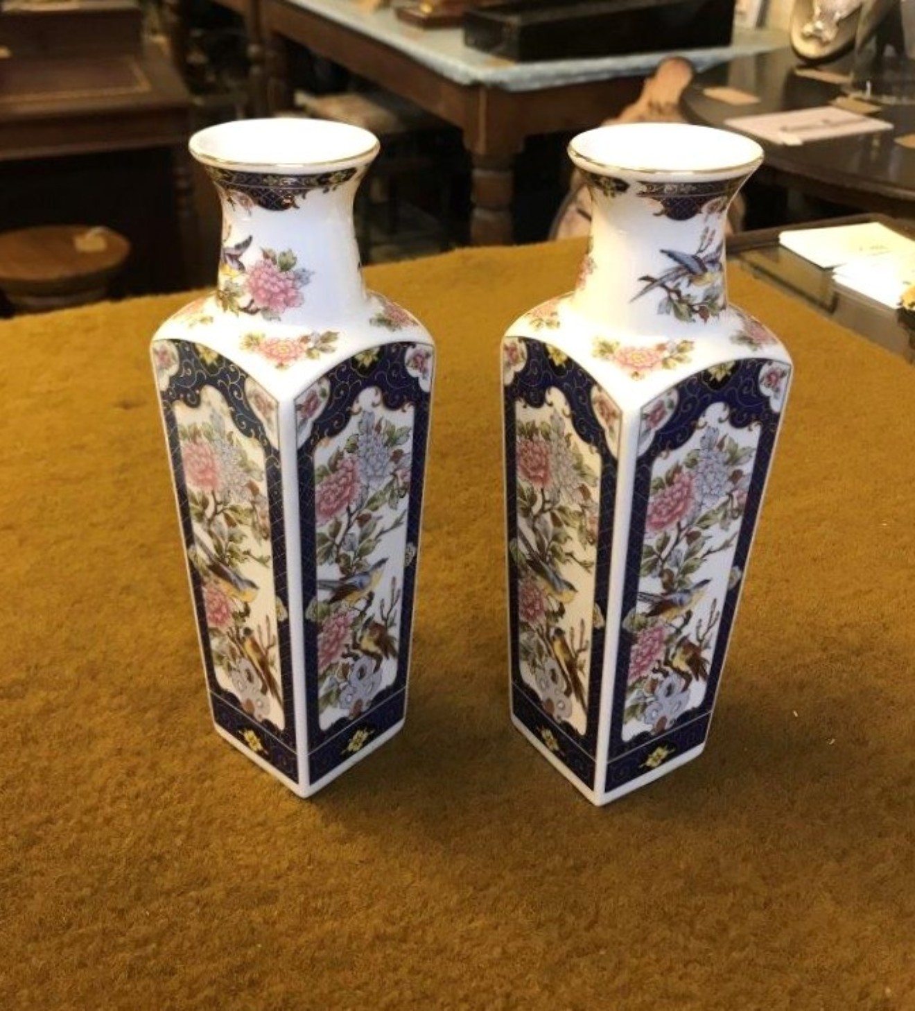 Vintage Pair of Japanese Square Vases
