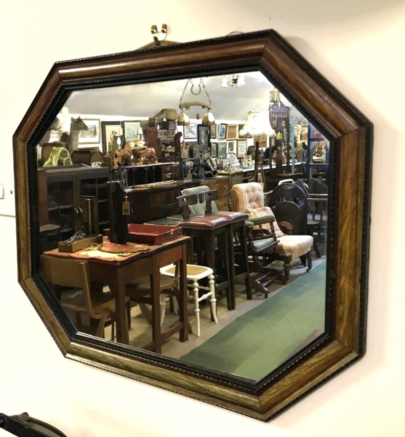 Vintage Octagonal Wood and Gesso Wall Mirror