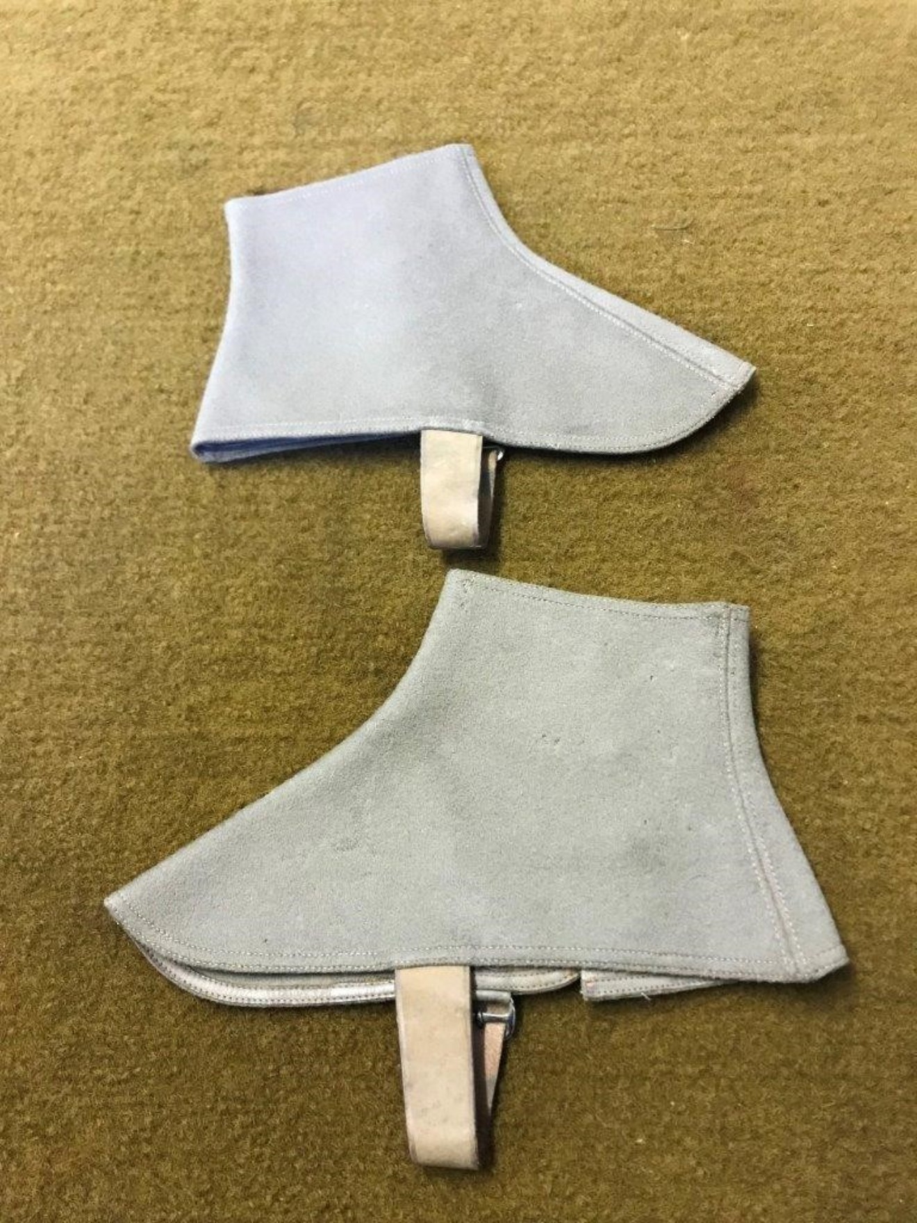 Antique Pair of Felt Ankle Gaiters Buttoned on the Inner Legs and Secured with Leather Straps