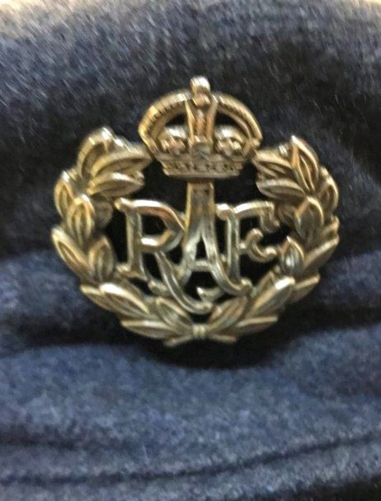 Vintage RAF Ordinary Airman's Peaked Cap c/w Brass Cap Badge