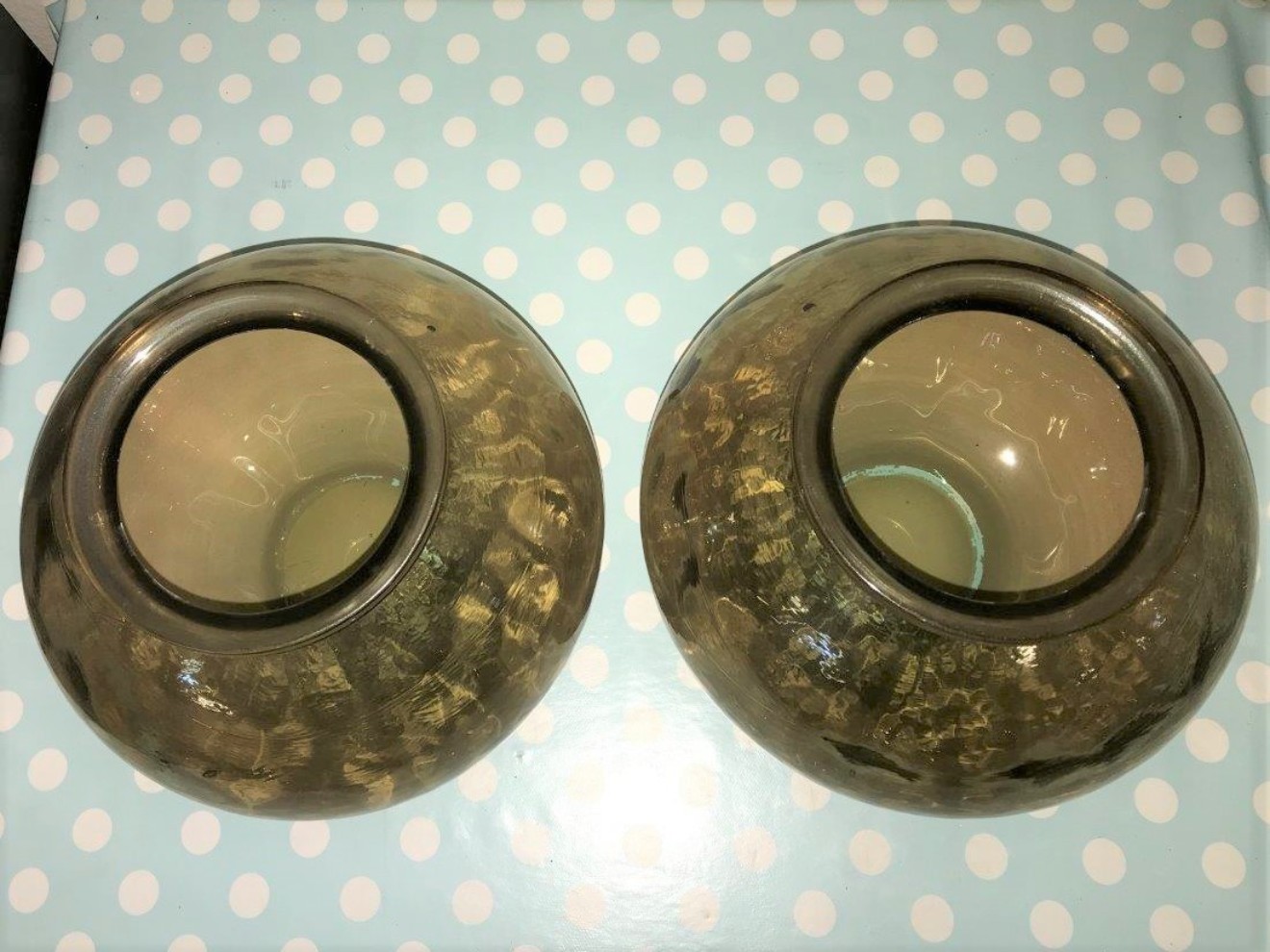 Pair Glass / Stone Glazed Flower Vases