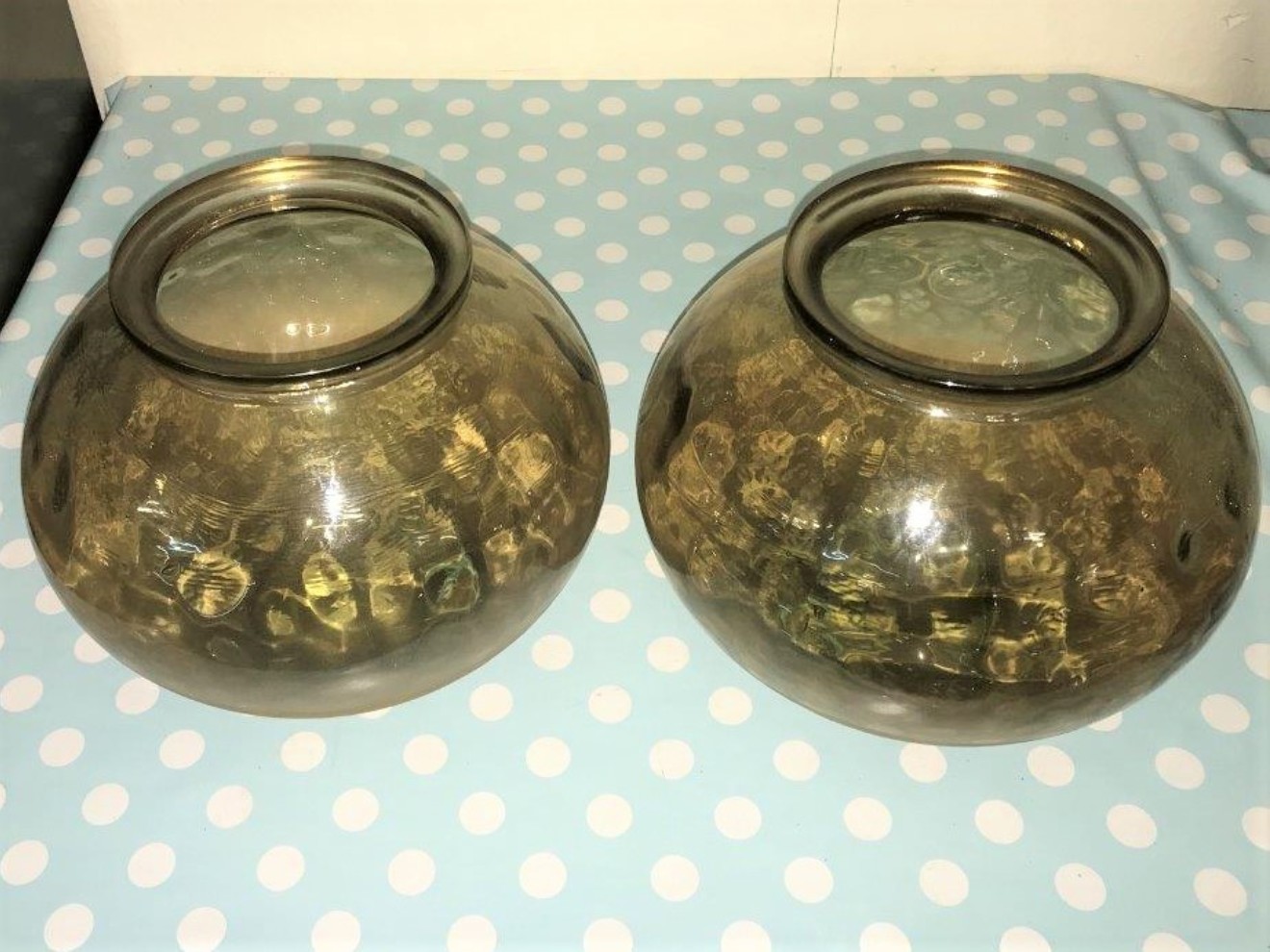 Pair Glass / Stone Glazed Flower Vases