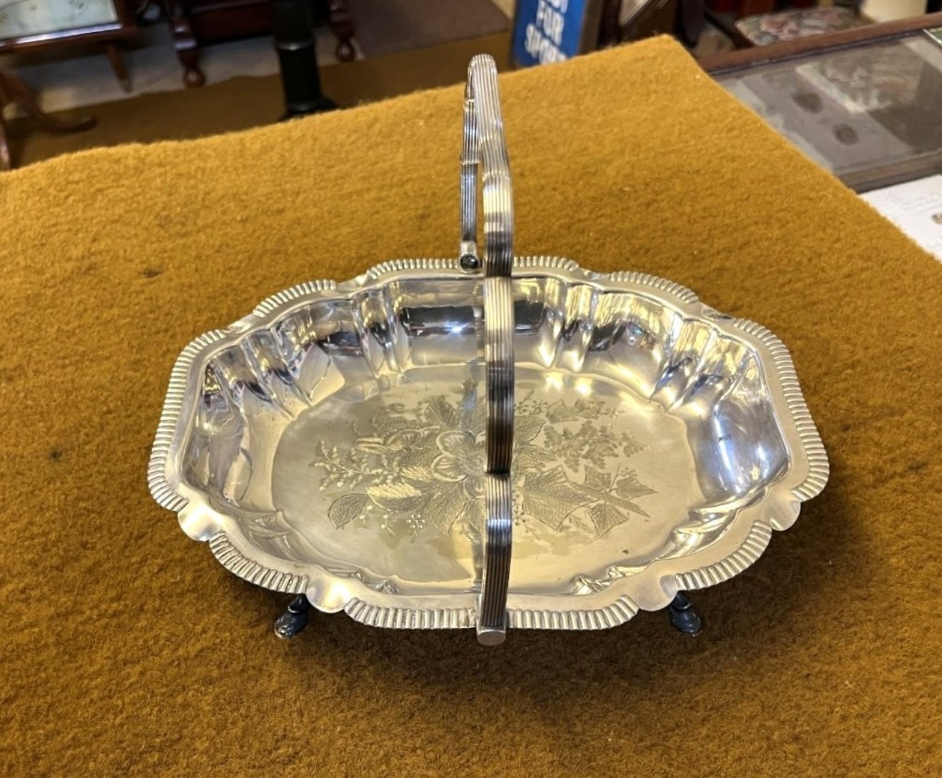 Antique Silver Plated Fruit Dish by Walker & Hall