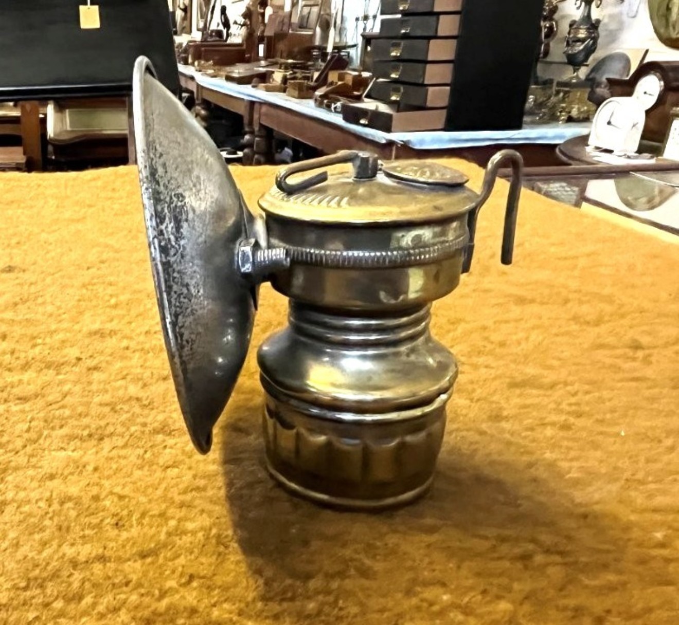 Antique Butterfly Trade Mark Brass Carbide Miners Lamp