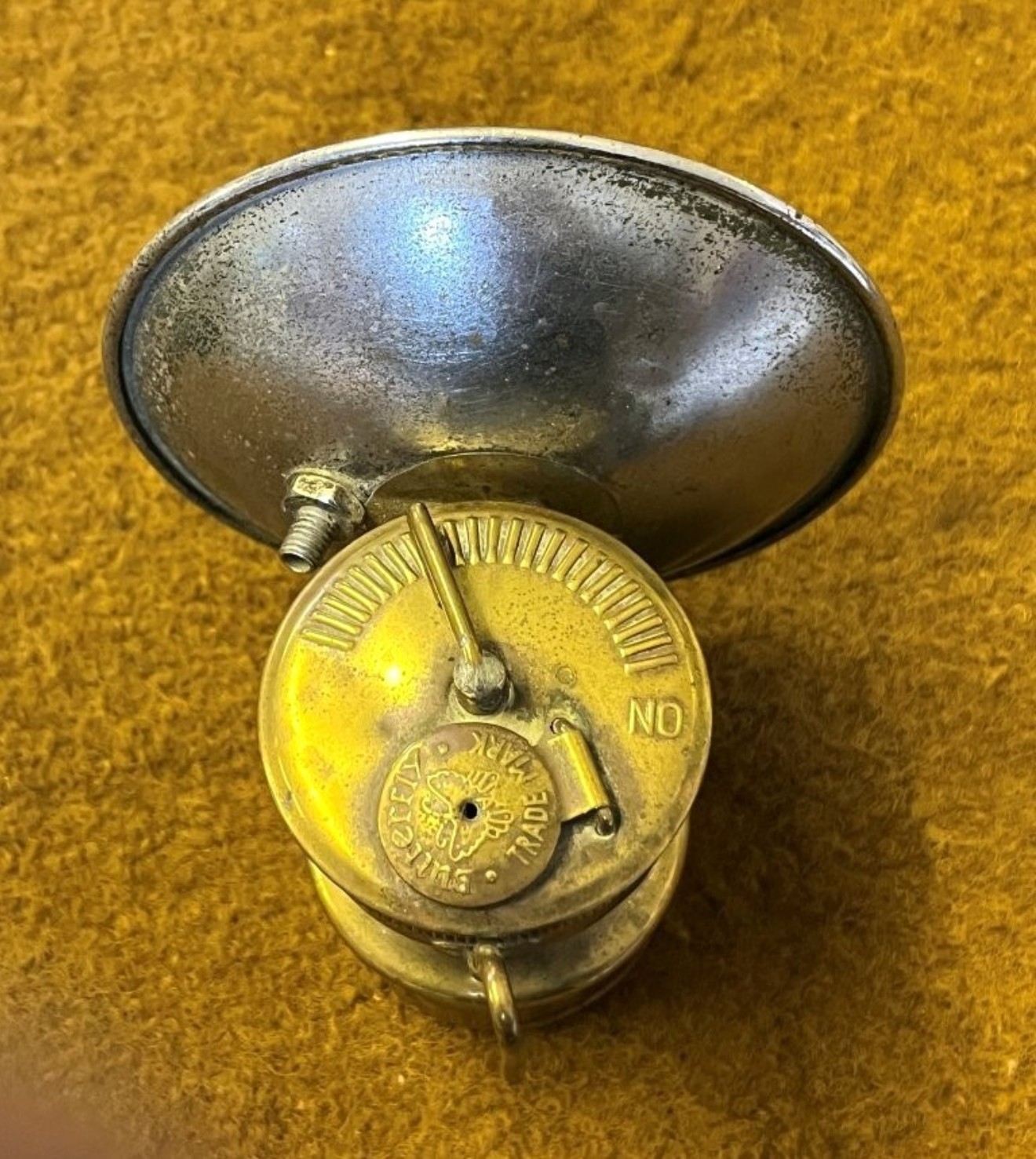 Antique Butterfly Trade Mark Brass Carbide Miners Lamp