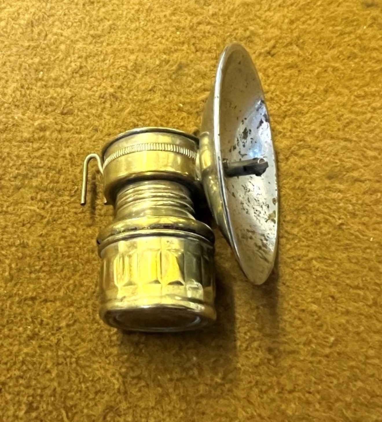 Antique Butterfly Trade Mark Brass Carbide Miners Lamp