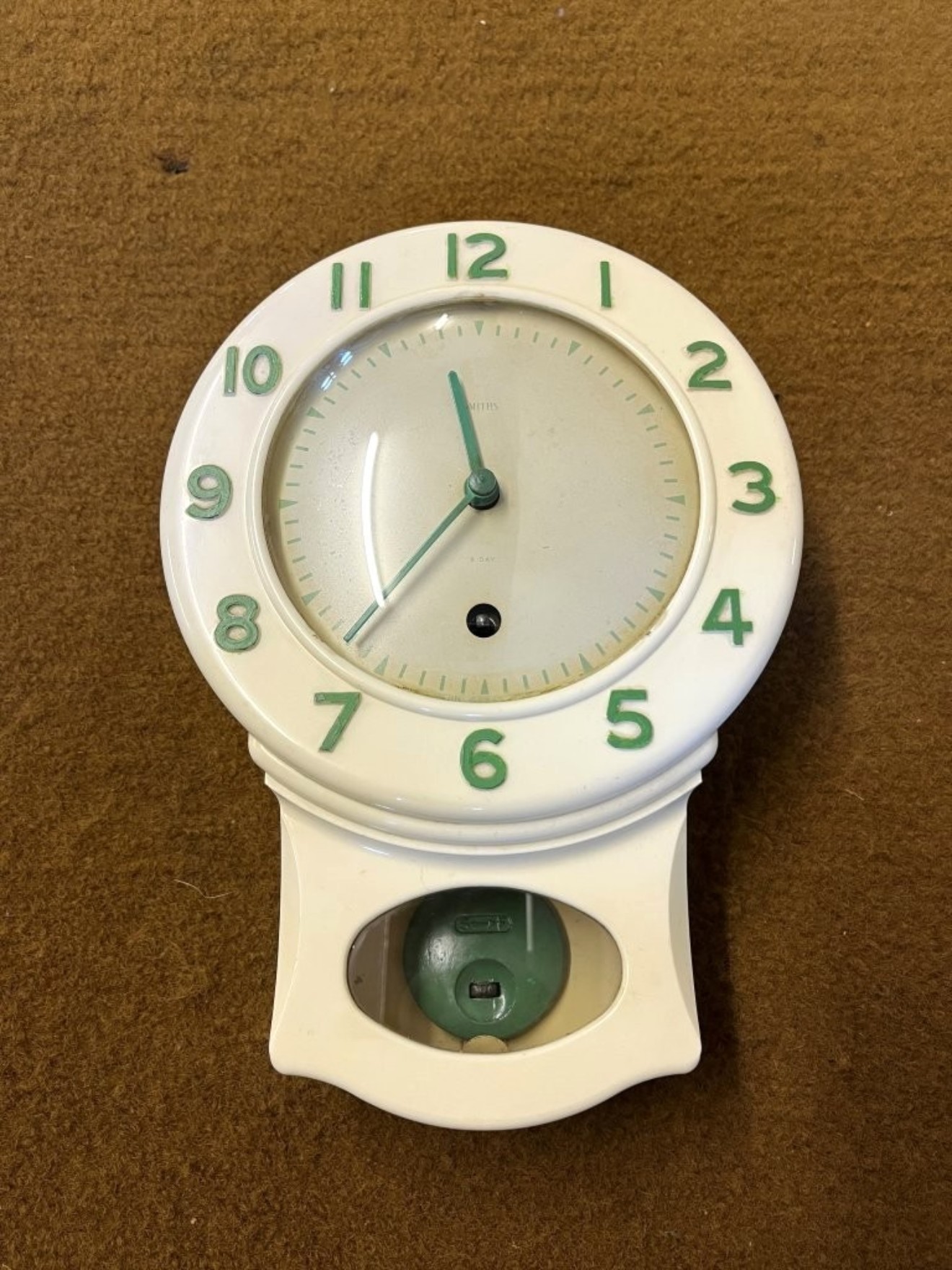 Vintage Smiths Bakelite Drop Dial Clock 8 Day Movement