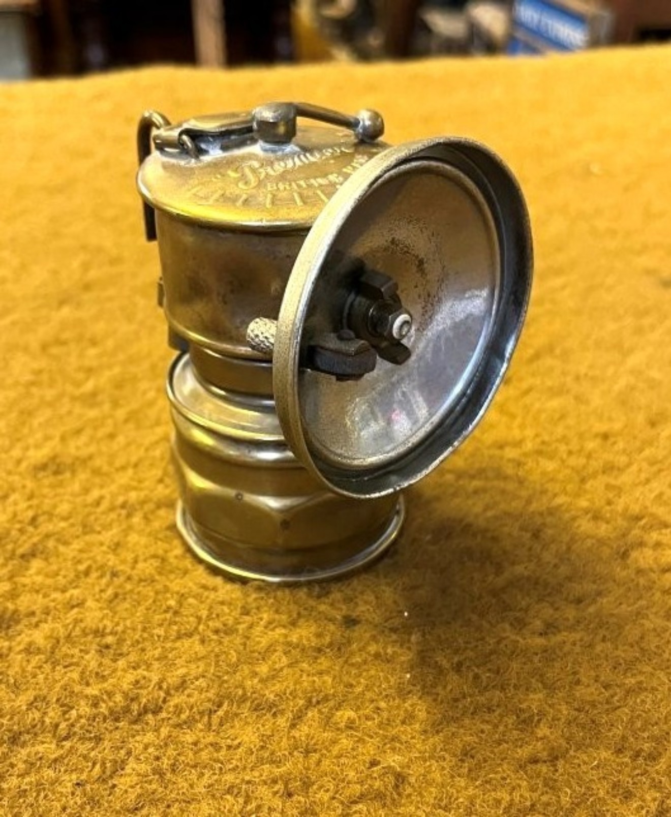 Antique Premier British Made Brass Carbide Miners Lamp Made by The Premier Lamp & Eng Co Ltd Leeds