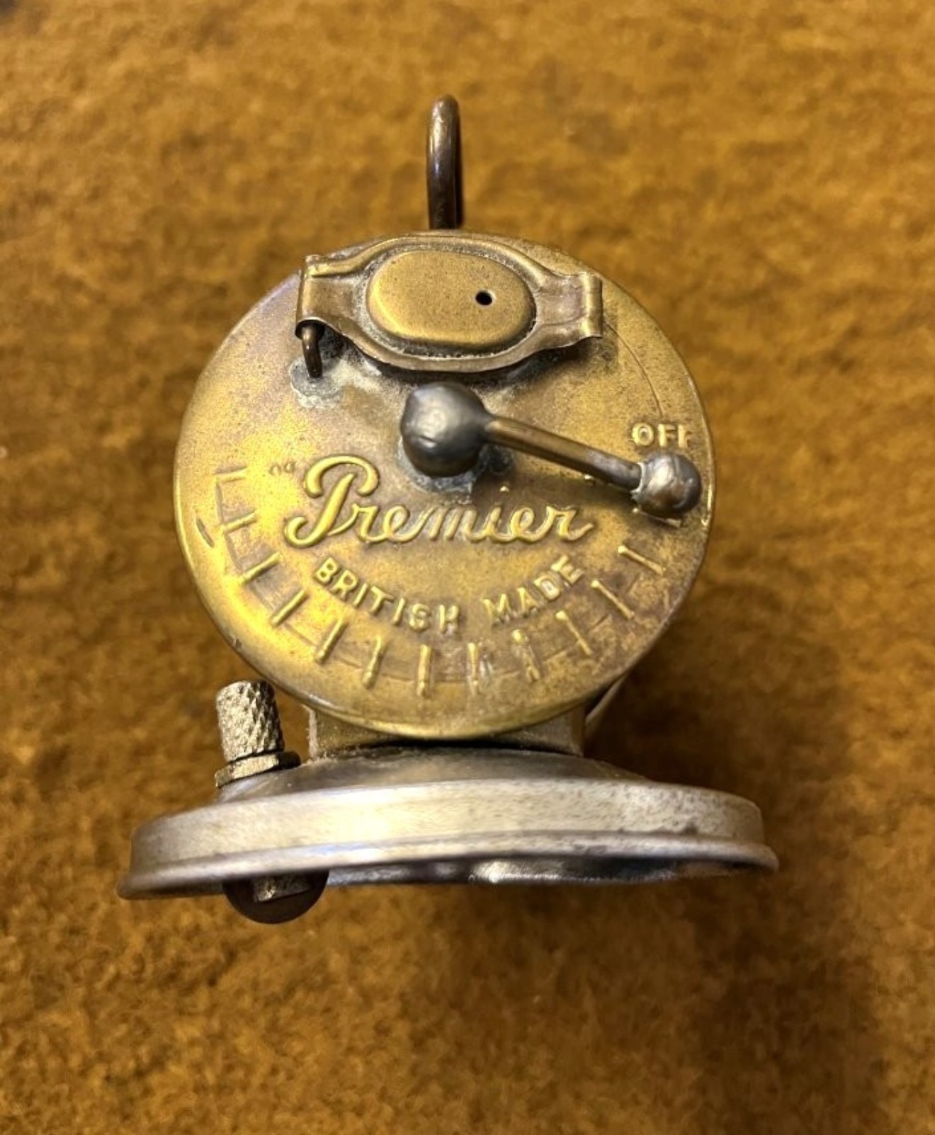 Antique Premier British Made Brass Carbide Miners Lamp Made by The Premier Lamp & Eng Co Ltd Leeds